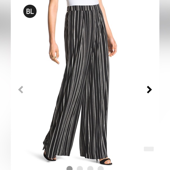 NWOT BLACK LABEL by CHICO’S Pleat-Front Striped Pants - Picture 3 of 17